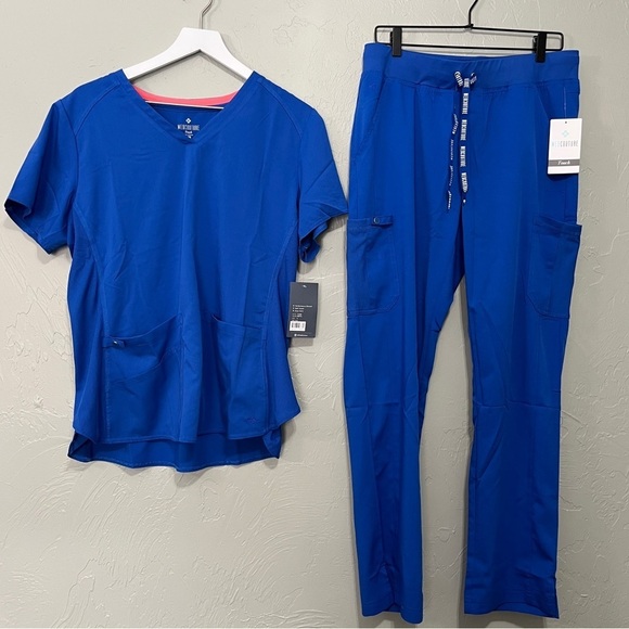 Med couture Touch Royal Blue Scrubs Med pants Large top scrub set nwt - Picture 2 of 16